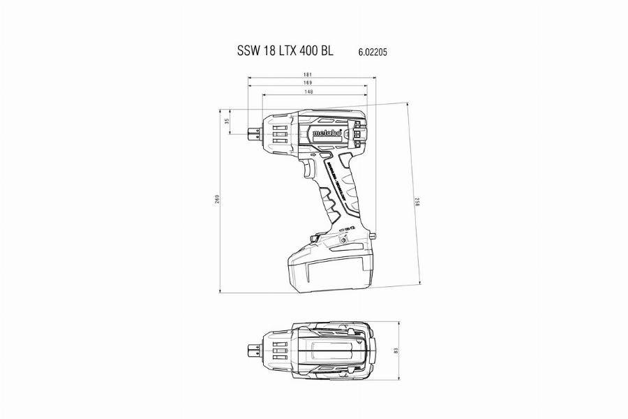 Metabo - Boulonneuse à chocs METABO - SSW 18 LTX 400 BL 2 x 4,0 Ah Li-Power, ASC 55, coffret - 602205500 - Imagen 2