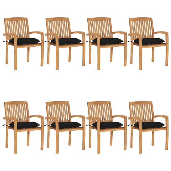 Chaises de jardin empilables Teck solide noir 60 x 57.5 x 90 cm, Poids :83.4kg - PANGIVO - Image 1