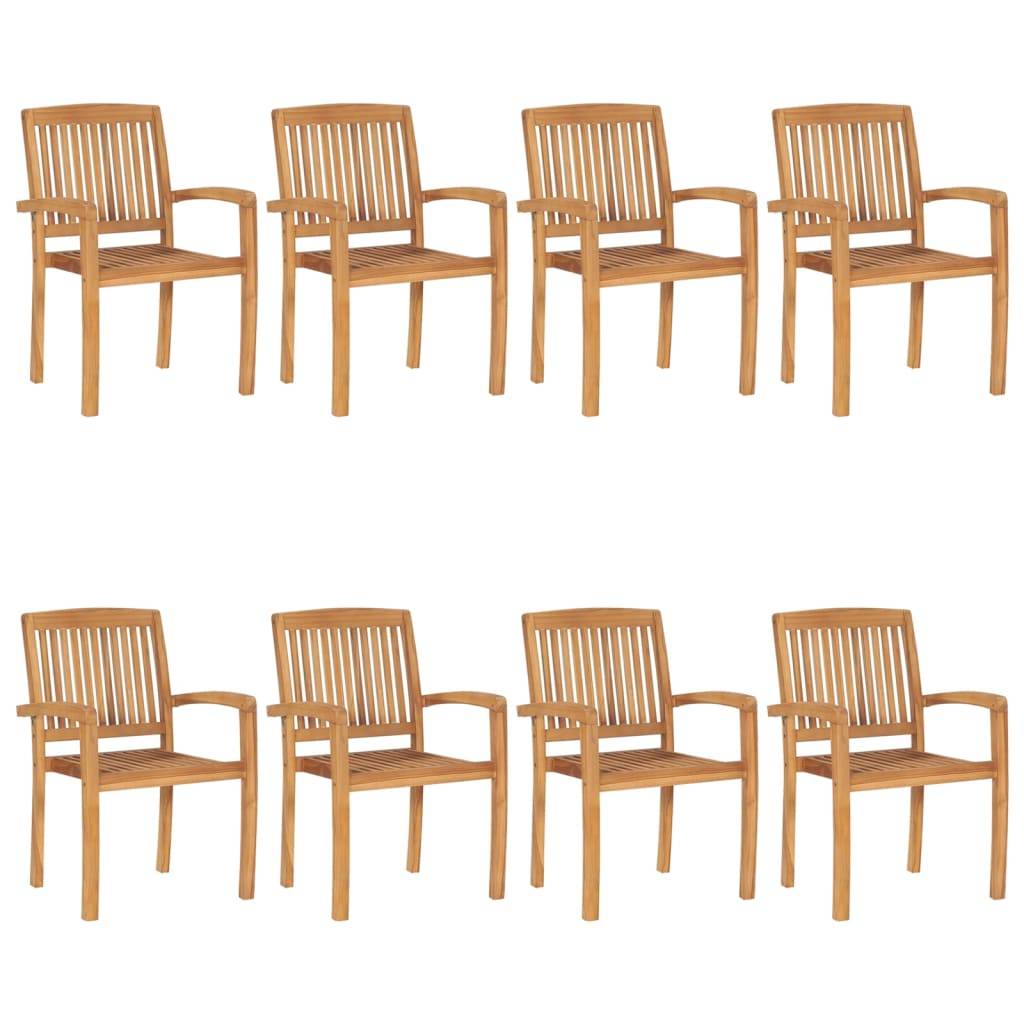 Chaises de jardin empilables Teck solide noir 60 x 57.5 x 90 cm, Poids :83.4kg - PANGIVO - Image 2