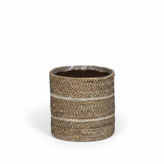 Cache-pot panier blanc - D.20cm - Image 1