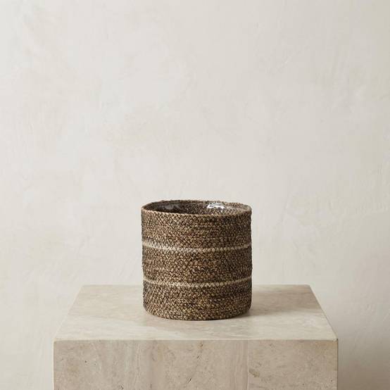 Cache-pot panier blanc - D.20cm - Image 2