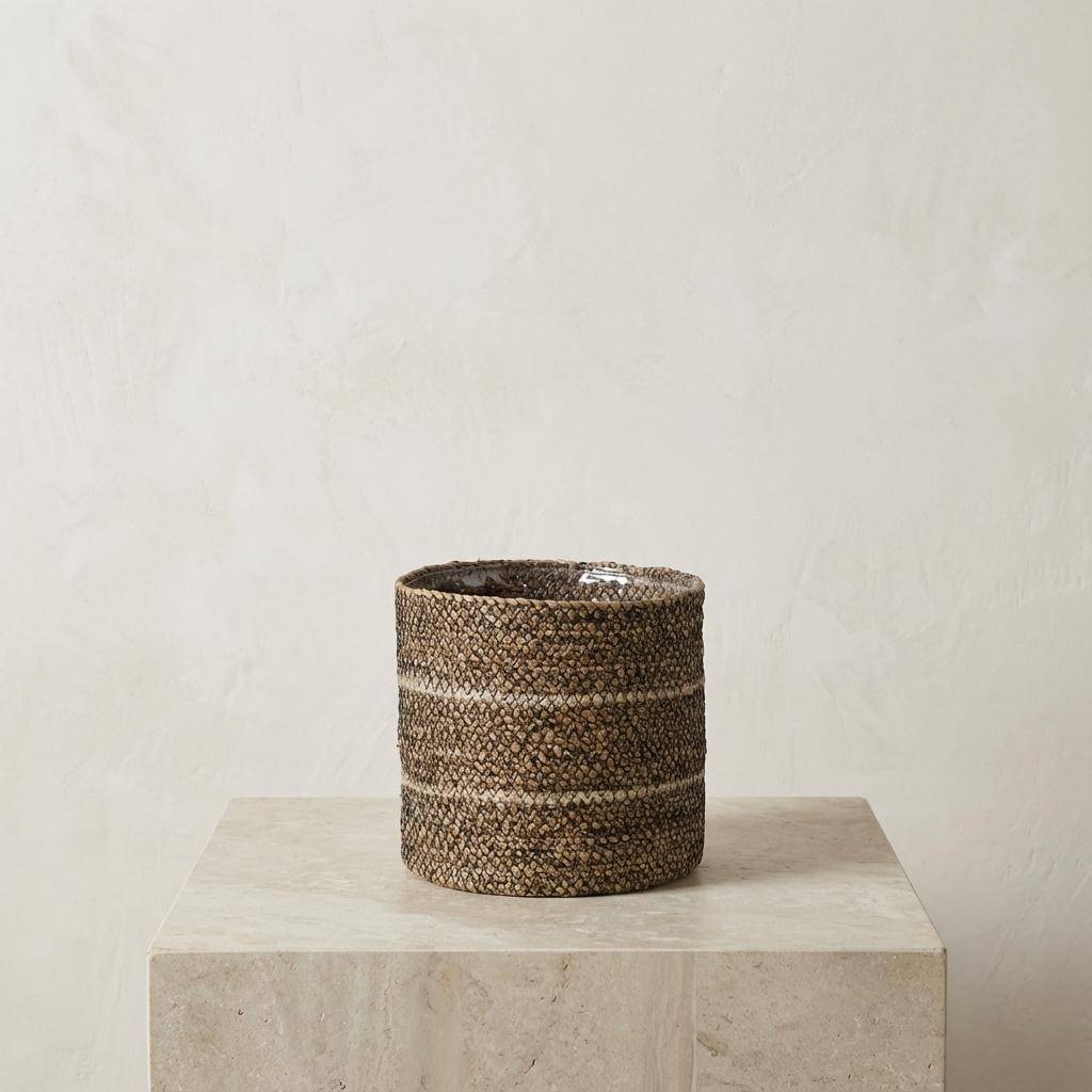 Cache-pot panier blanc - D.20cm - Image 2