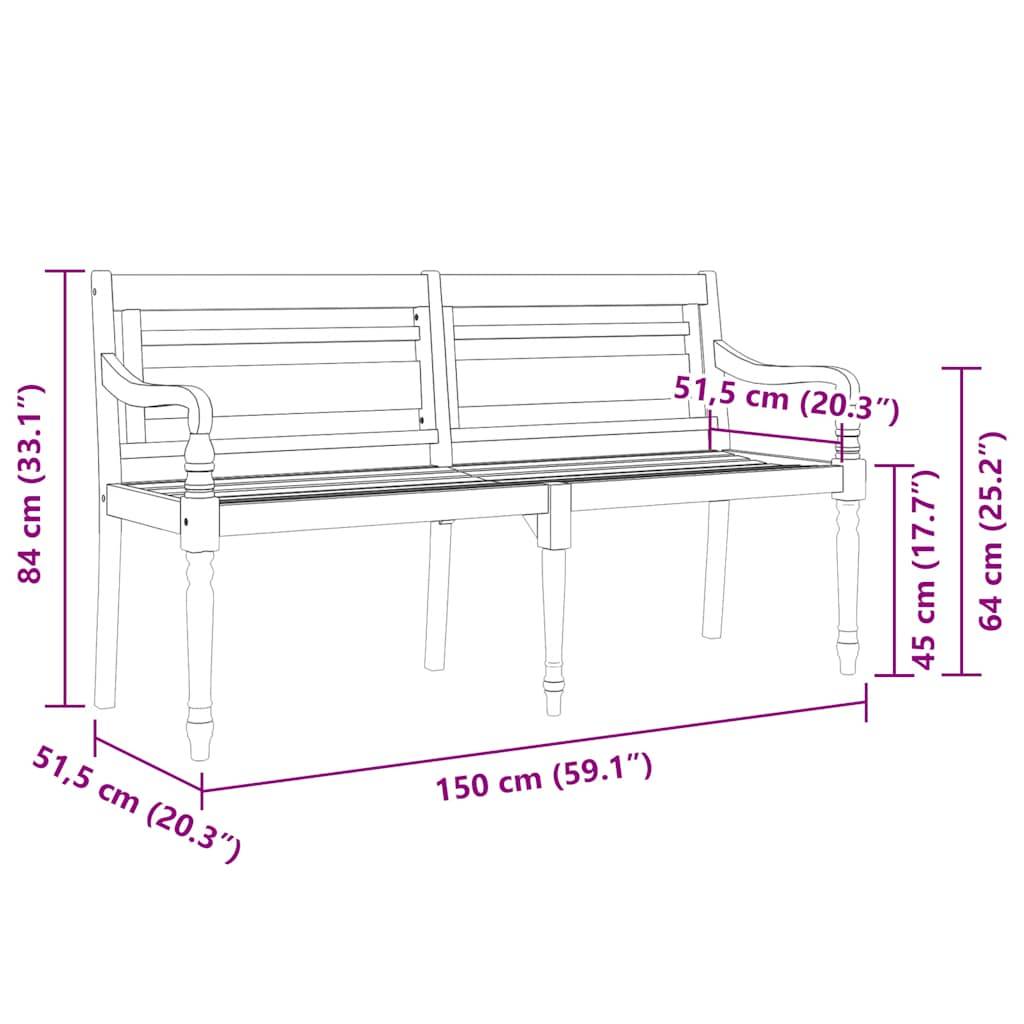 PANGIVO - Banc de jardin bois de teck beige 150 x 51.5 x 84 cm - PANGIVO - Image 8