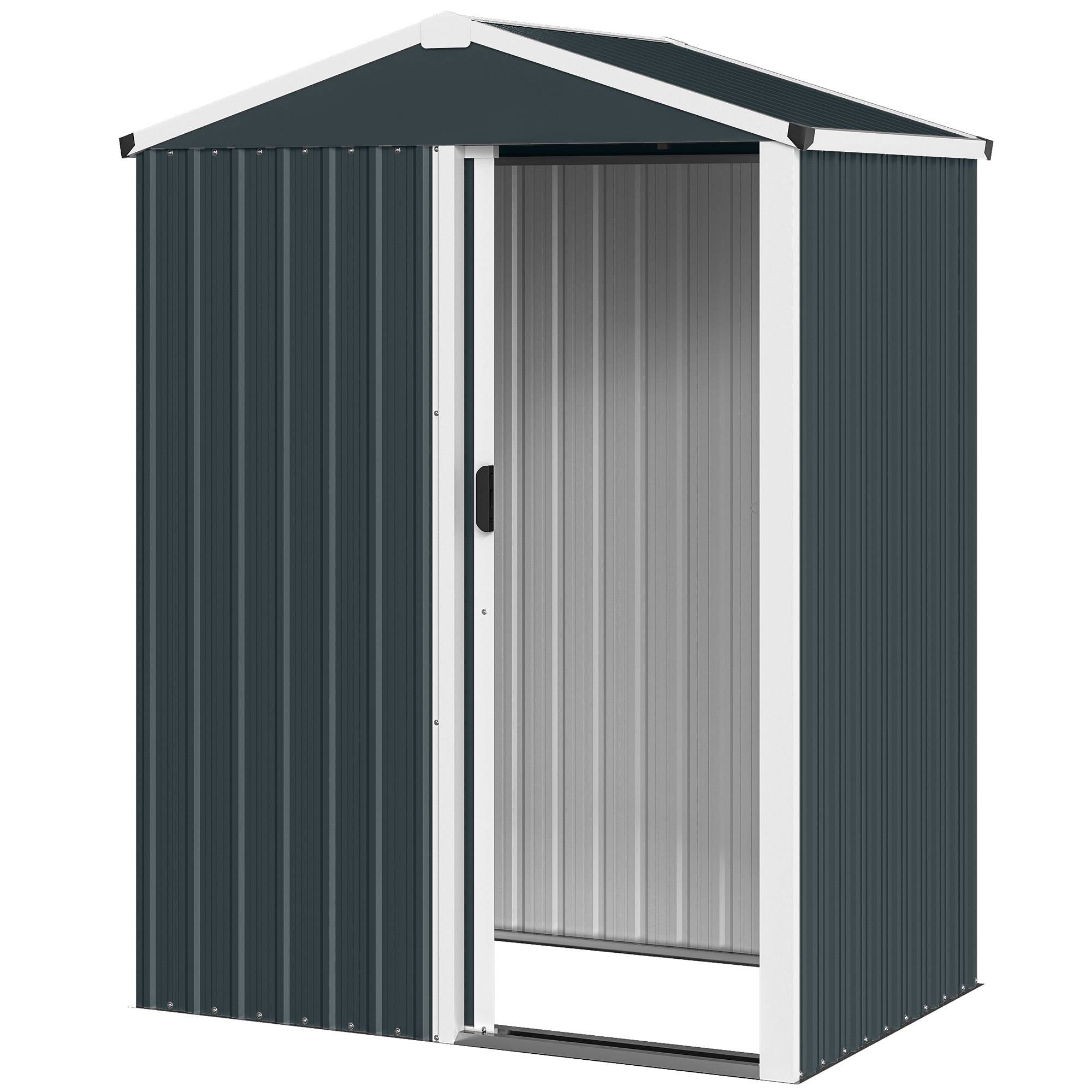 Abri de jardin en métal 1,2 m², cabane jardin extérieure, porte coulissante verrouillable et gants, 136x87x179cm, gris - Image 2