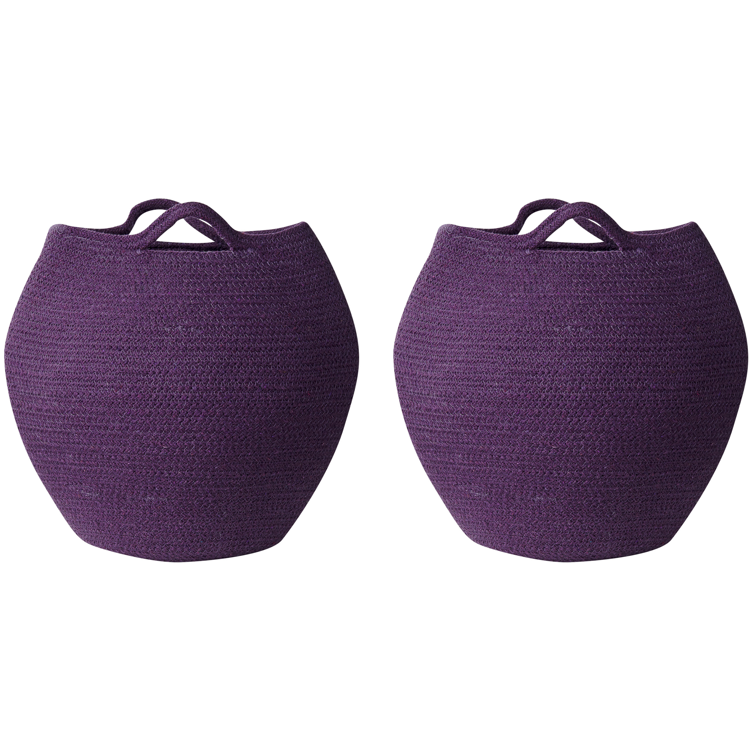 Beliani - Paniers Pourpre en Coton 30 cm Ronds Faits Main Rangement Intérieur pour Linge Facile à Entretenir Corbeilles Lot de 2 - Imagen 1