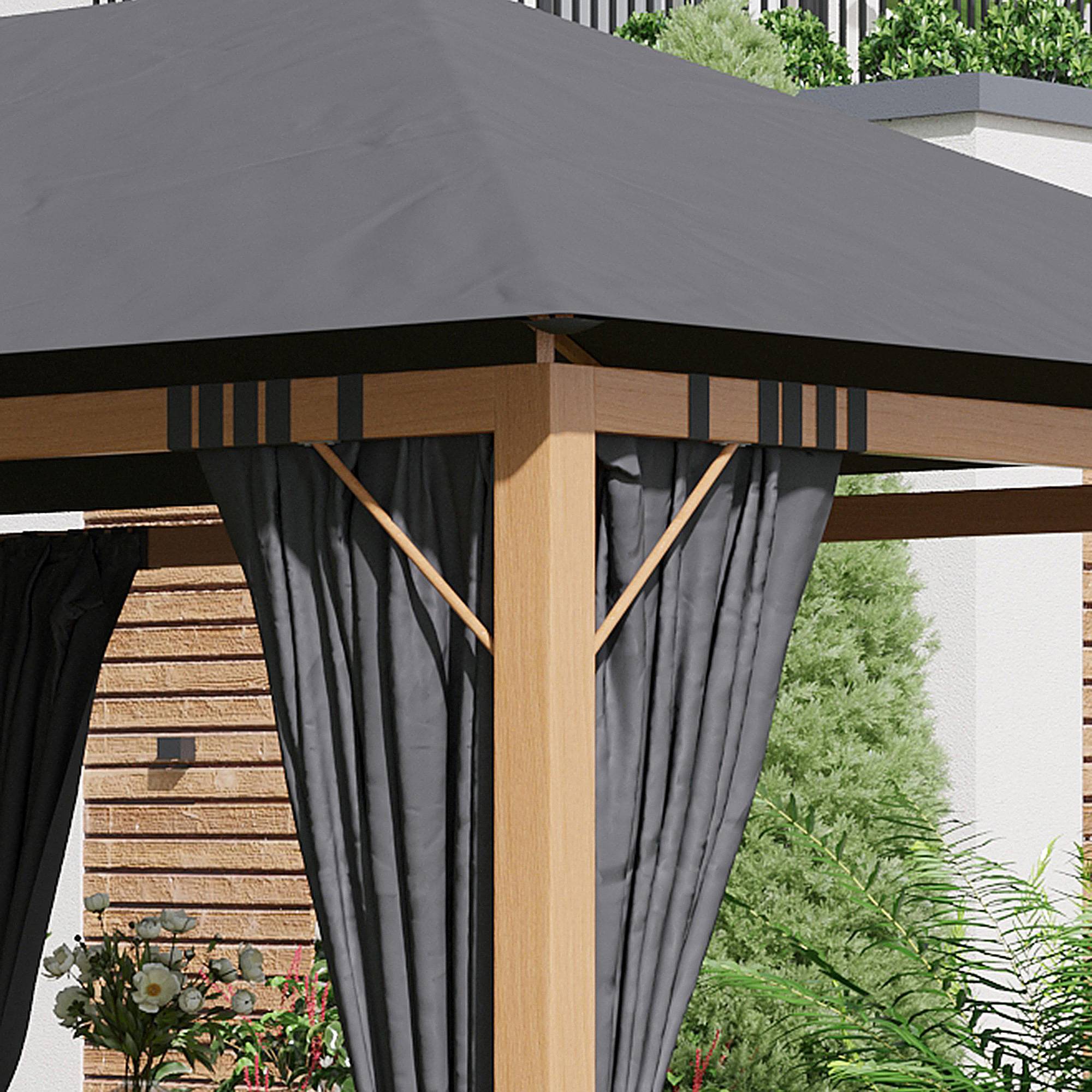 Outsunny - Tonnelle de jardin pavillon 4x3m avec rideaux toile de toit polyester protection solaire aluminium - Outsunny - Image 8