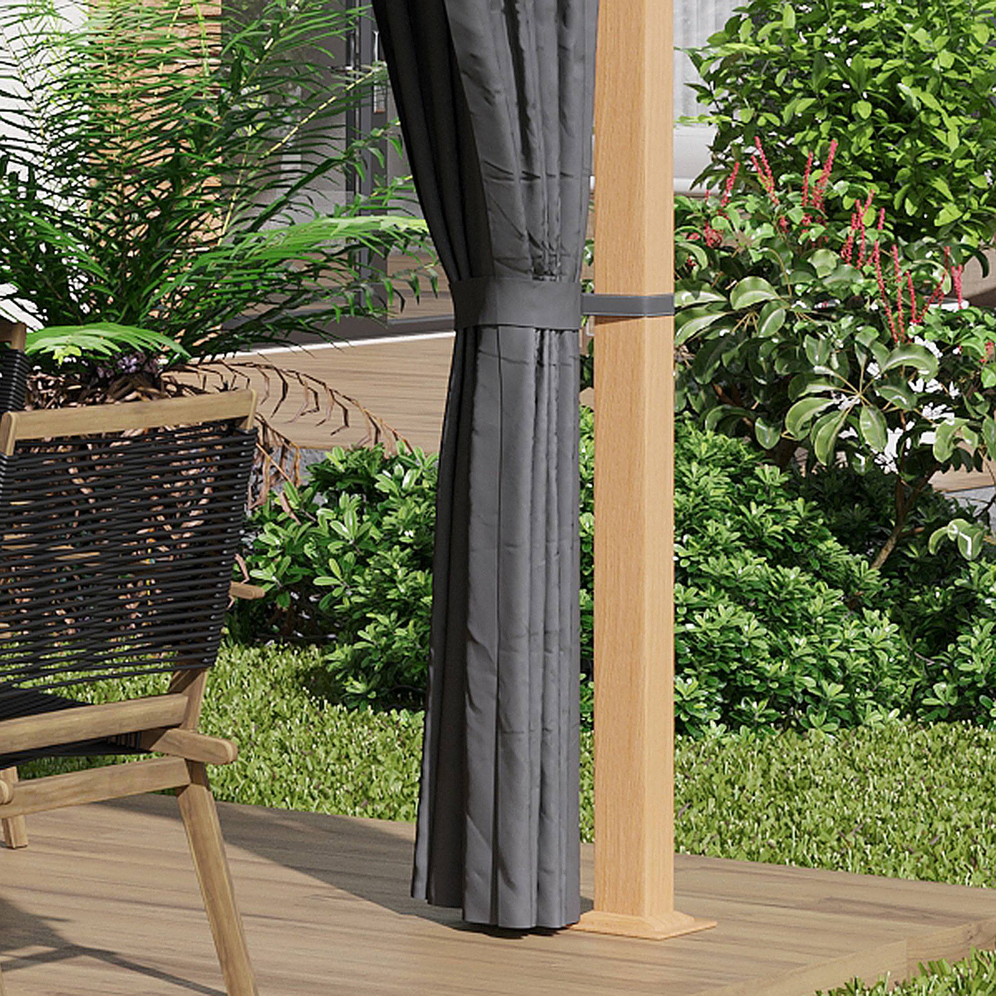 Outsunny - Tonnelle de jardin pavillon 4x3m avec rideaux toile de toit polyester protection solaire aluminium - Outsunny - Image 9