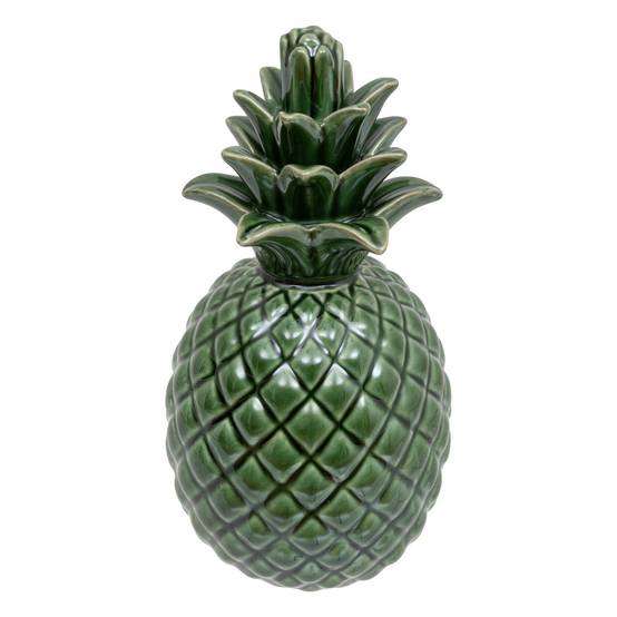 Objet décoratif Ananas en céramique Vert prairie D 10 x H 20 cm - Image 1