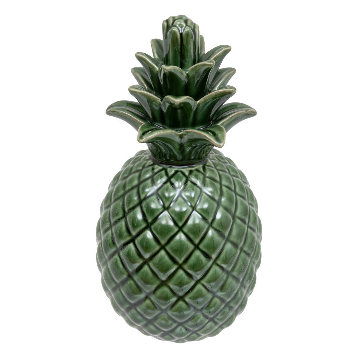 Objet décoratif Ananas en céramique Vert prairie D 10 x H 20 cm - Image 1