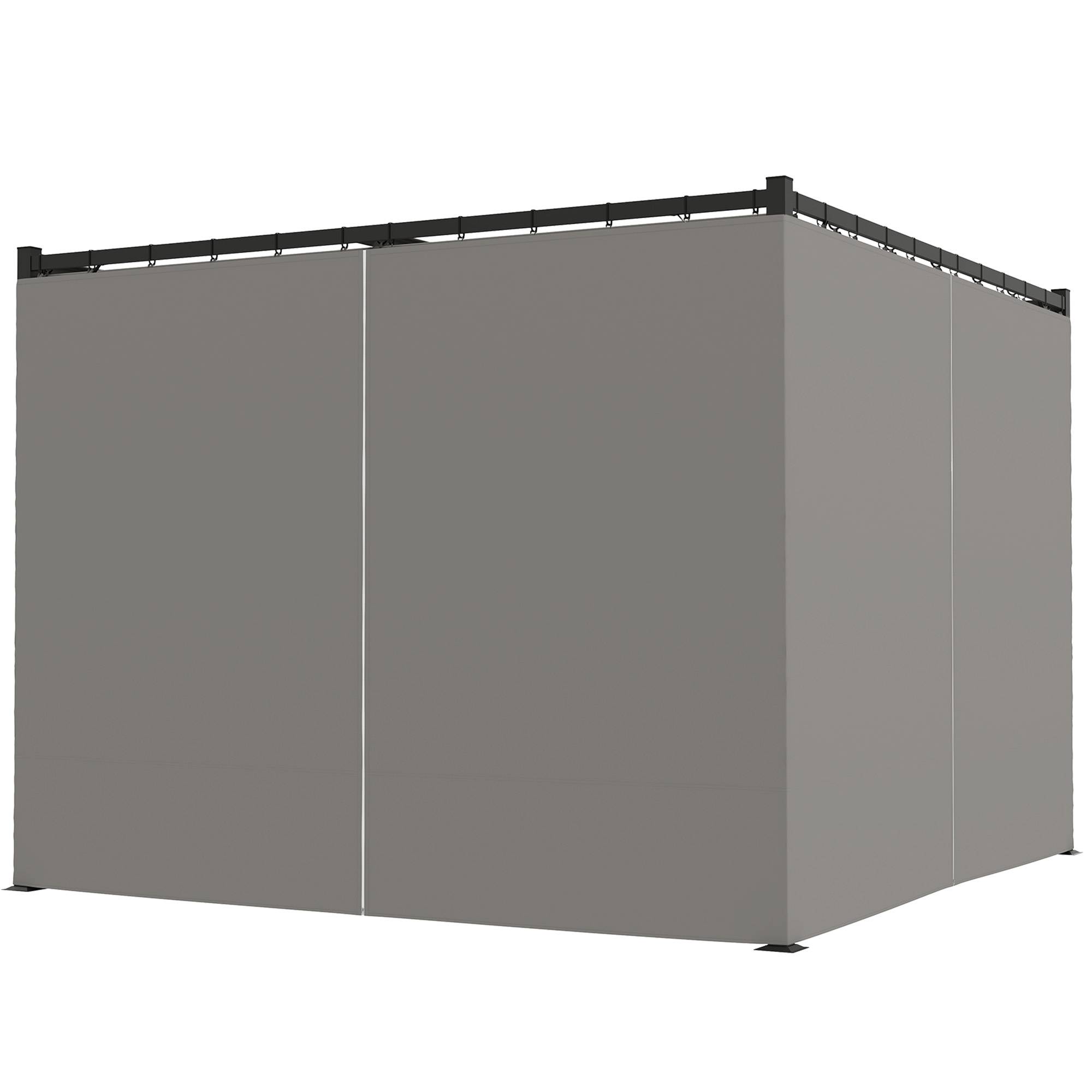 Pergola Métal Rétractable Rideaux Polyester Terrasse Jardin Protection 3x3m Gris Clair - ComfortXL Outdoor Living - Image 2
