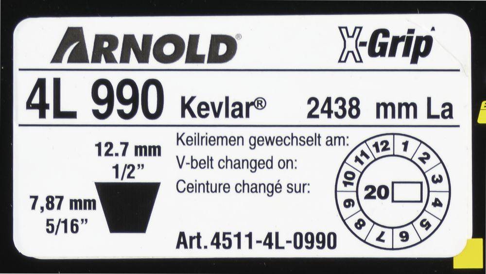 Arnold - Courroie trapézoïdale X-Grip V de type 4L990 Arnold - Imagen 2
