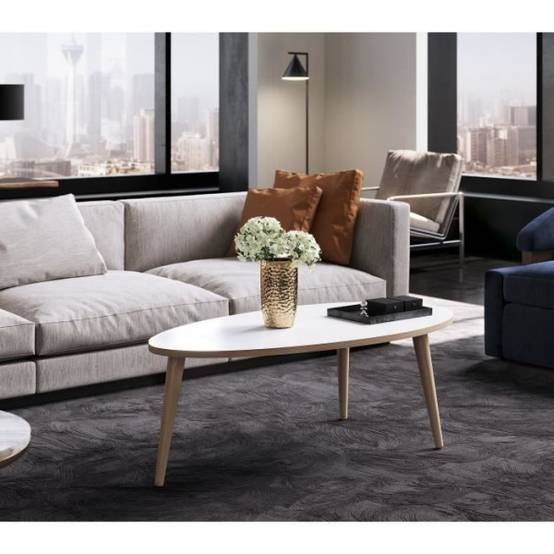 Lot de 2 tables basses gigognes blanches pour mobilhome Lot de 2 tables basses gigognes blanches pour mobilhome