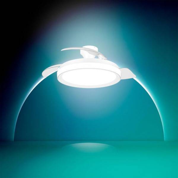 Philips - Ventilateur de Plafond - Plafonnier  - Philips - Bliss - Pales rétractables - Diametre 106 cm - Blanc - LED intégrée + télécommande - Image 2