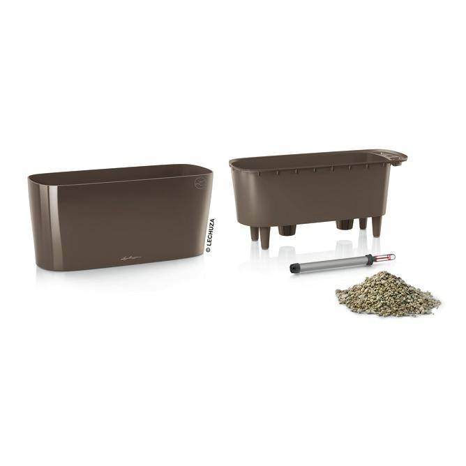Lechuza - Pot de table Delta 20 - kit complet, taupe brillant 40 cm Lechuza - Imagen 2