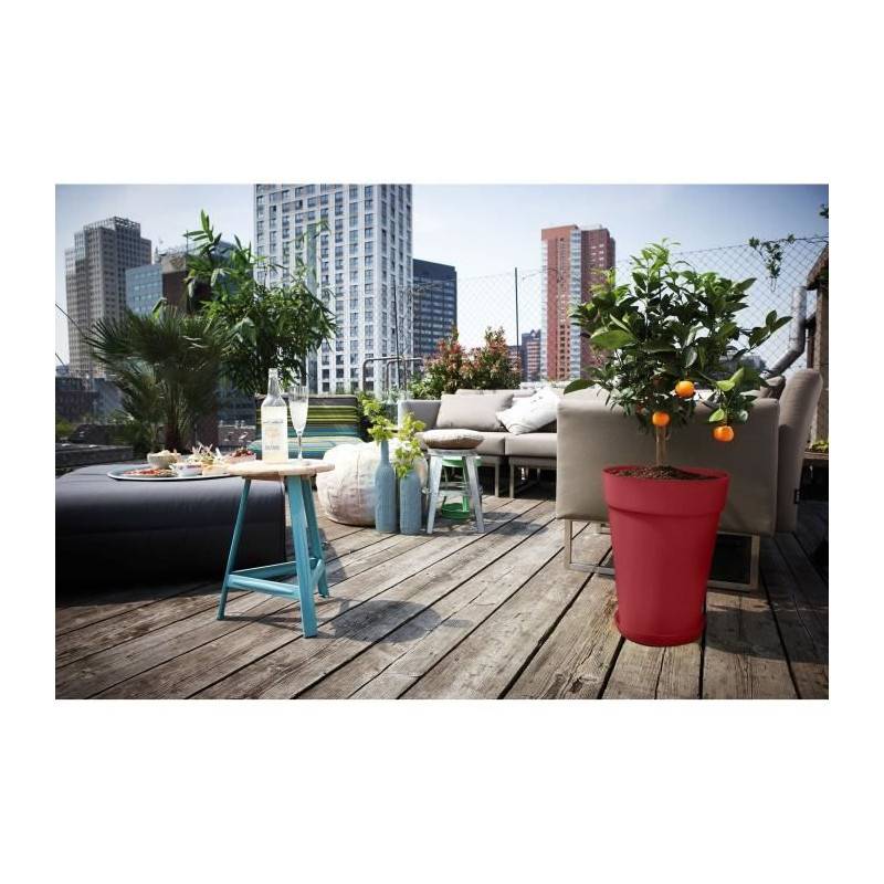 Elho - Pot De Fleur - Elho - Loft Urban Rond - Haut 35 - Rouge - L 34 X B 33.5 X H 45 Cm - Extérieur - 100% Recyclé - Image 4
