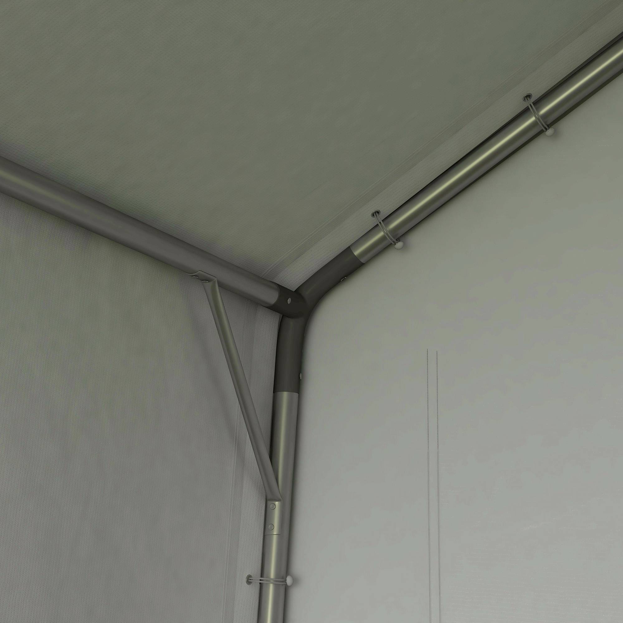 Tente de rangement 2,1x3,6x2,35m aluminium hydrofuge anti-UV gris foncé, porte zippée pour moto et outils - Image 7