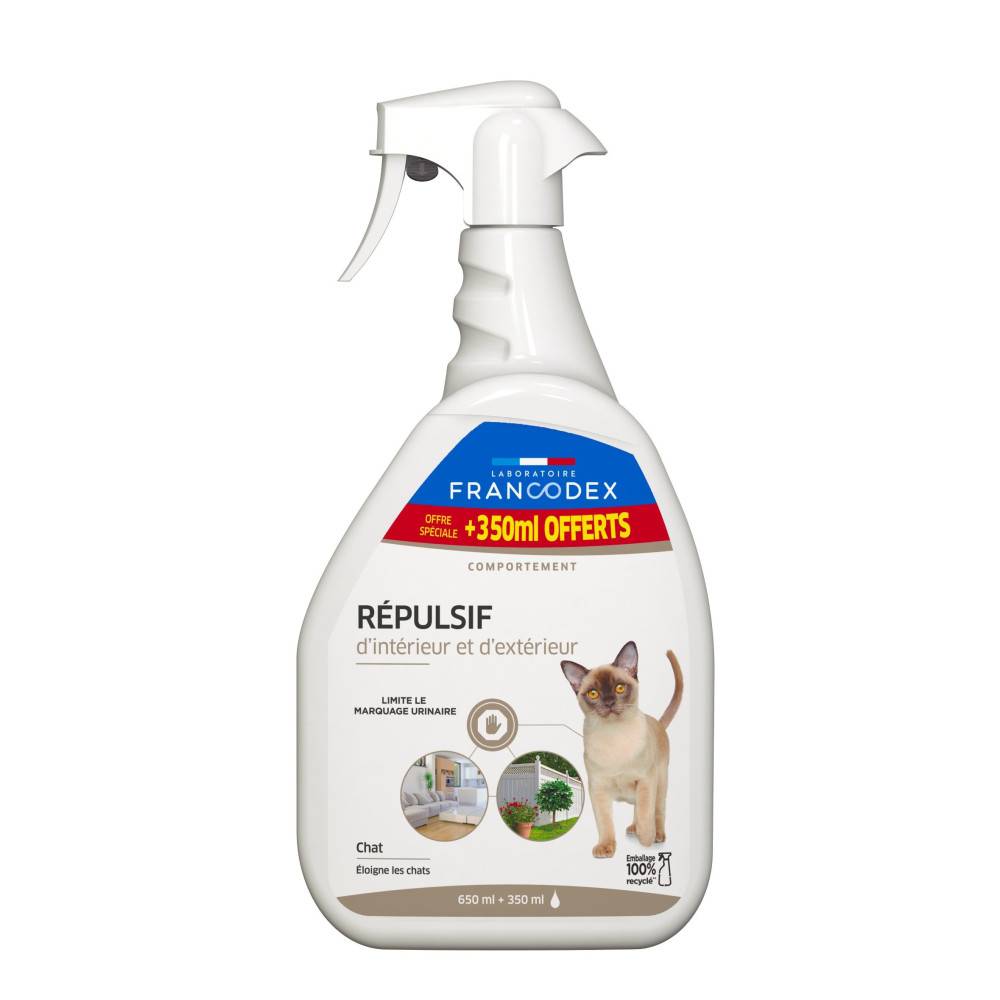 Francodex - Francodex - Répulsif d'Intérieur et d'extérieur spray de 1 litre,  Pour Chats - Imagen 2
