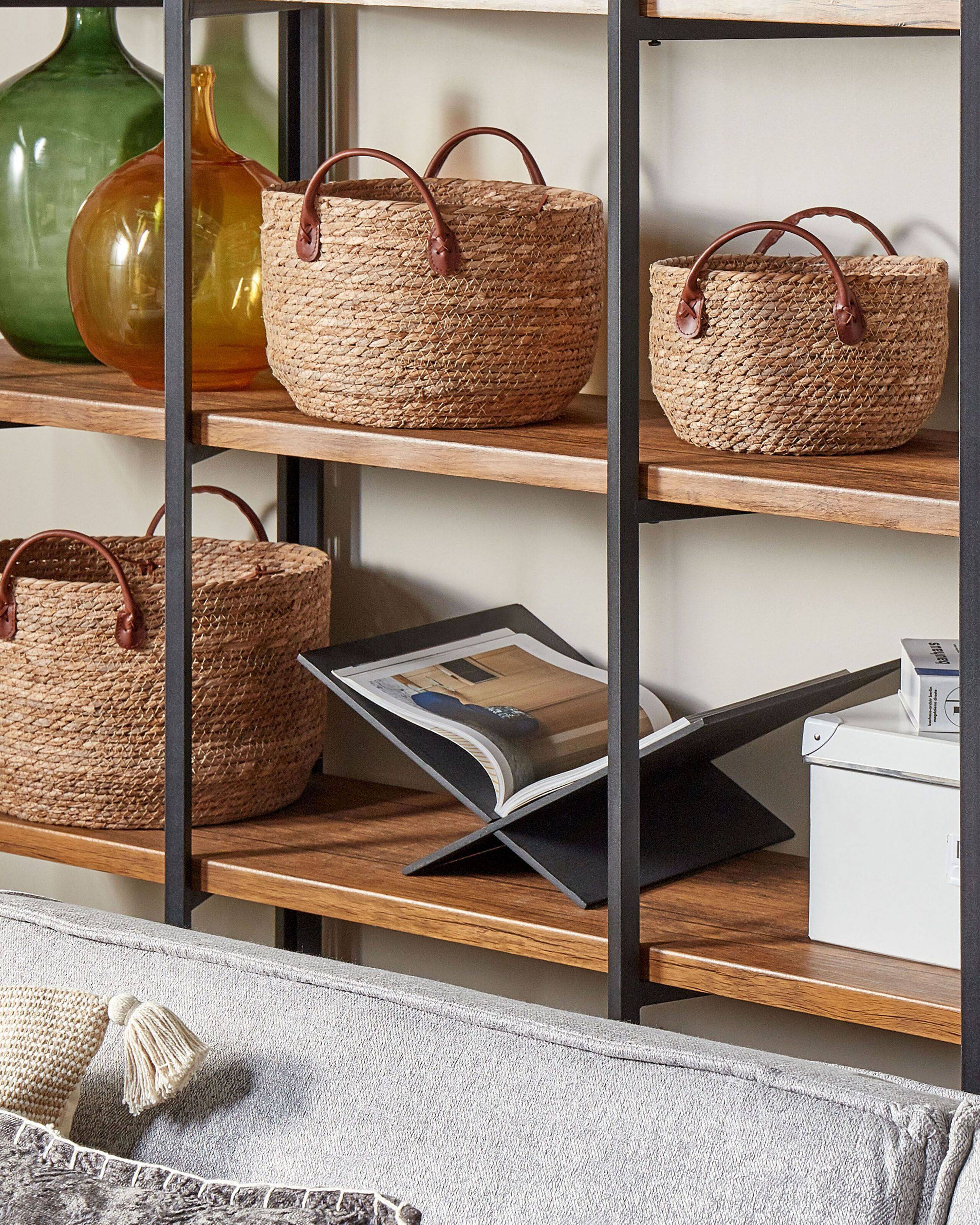 Lot de 3 Paniers de Rangement en Herbier Marin Naturel avec Poignées en Cuir PU Panier à Linge Style Boho - Image 2