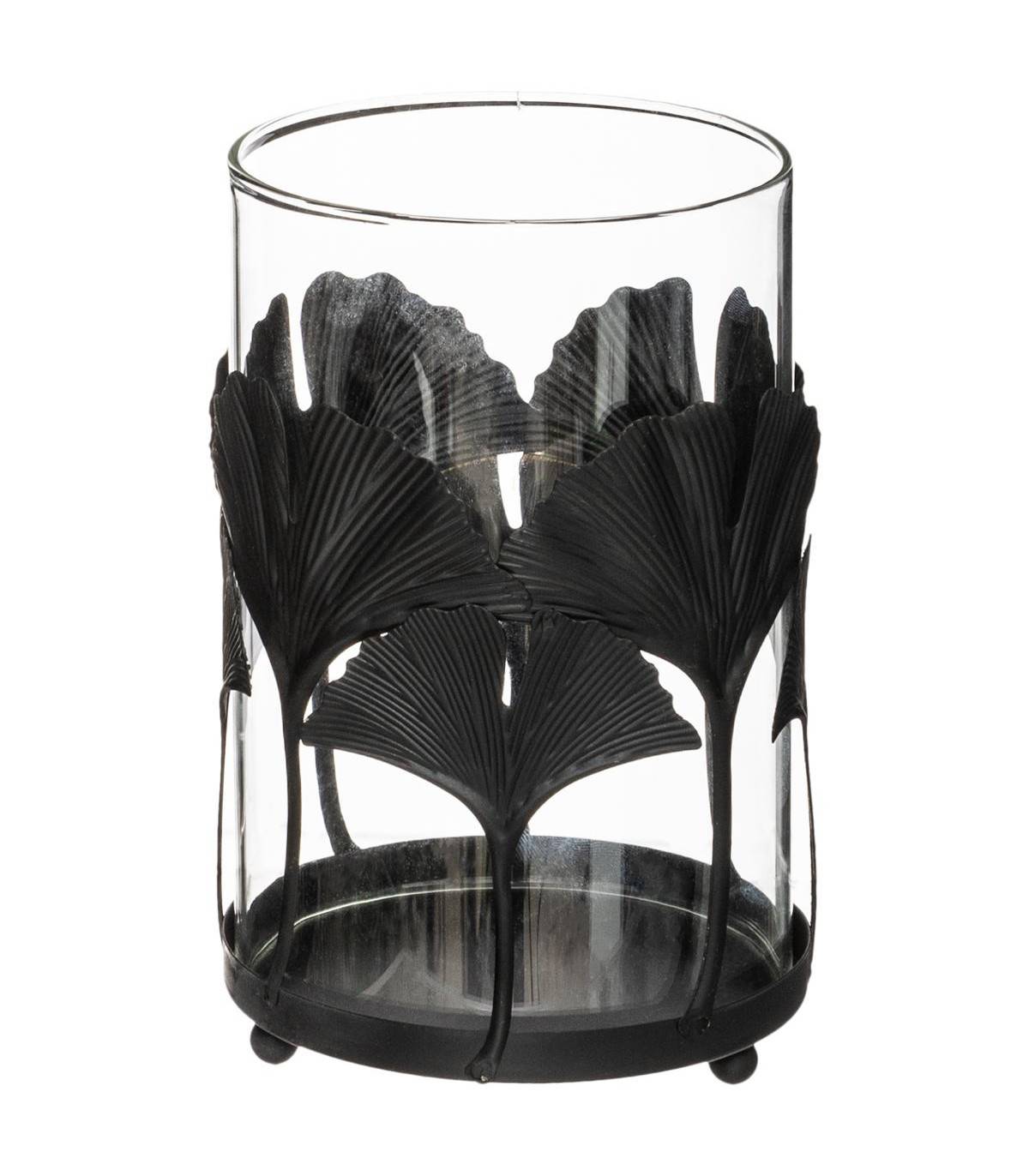 Set de 2 Bougeoirs Photophores en verre et métal décor Genko - Imagen 4