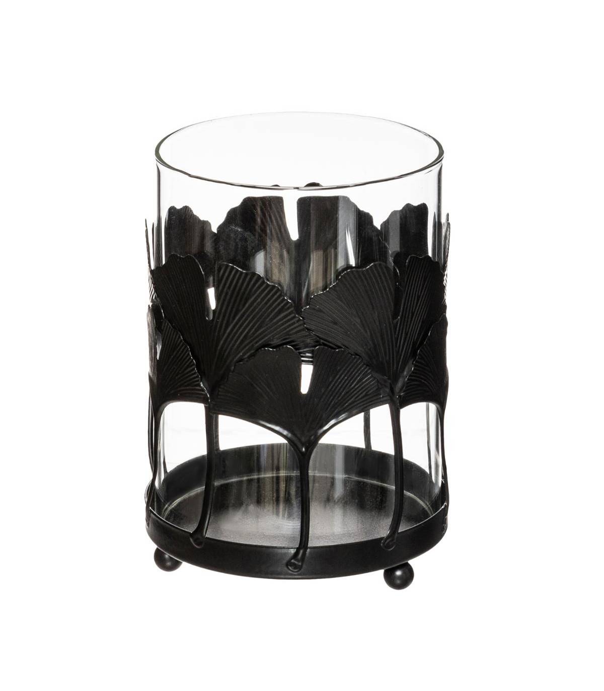 Set de 2 Bougeoirs Photophores en verre et métal décor Genko - Imagen 3