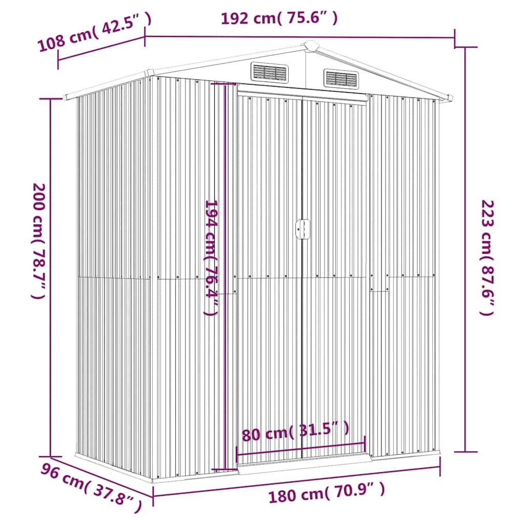 Vidaxl - Abri de jardin Anthracite 192x108x223 cm Métal galvanisé 2.1m² vidaXL 319271 - Image 3