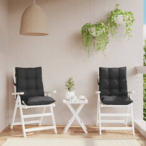 Coussins de chaise à dossier bas tissu oxford noir 100 x 50 x 7 cm, poids:3.2kg - PANGIVO - Image 1