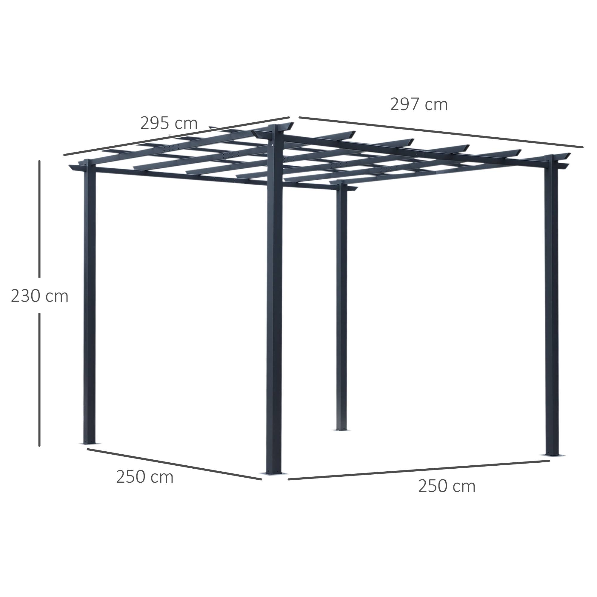 Pergola autoportante métal terrasse création zone ombragée 3x3m coloris noir - ComfortXL Outdoor Living - Image 5