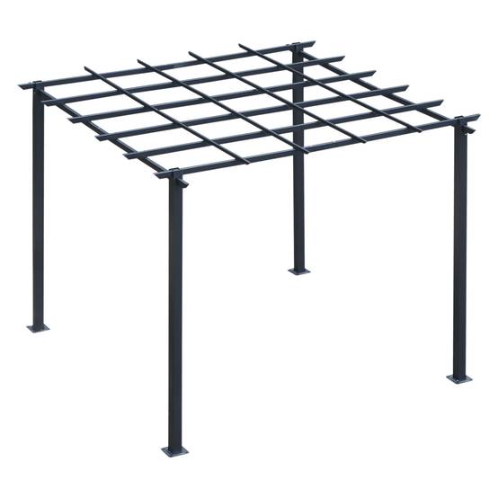 Pergola autoportante métal terrasse création zone ombragée 3x3m coloris noir - ComfortXL Outdoor Living - Image 2