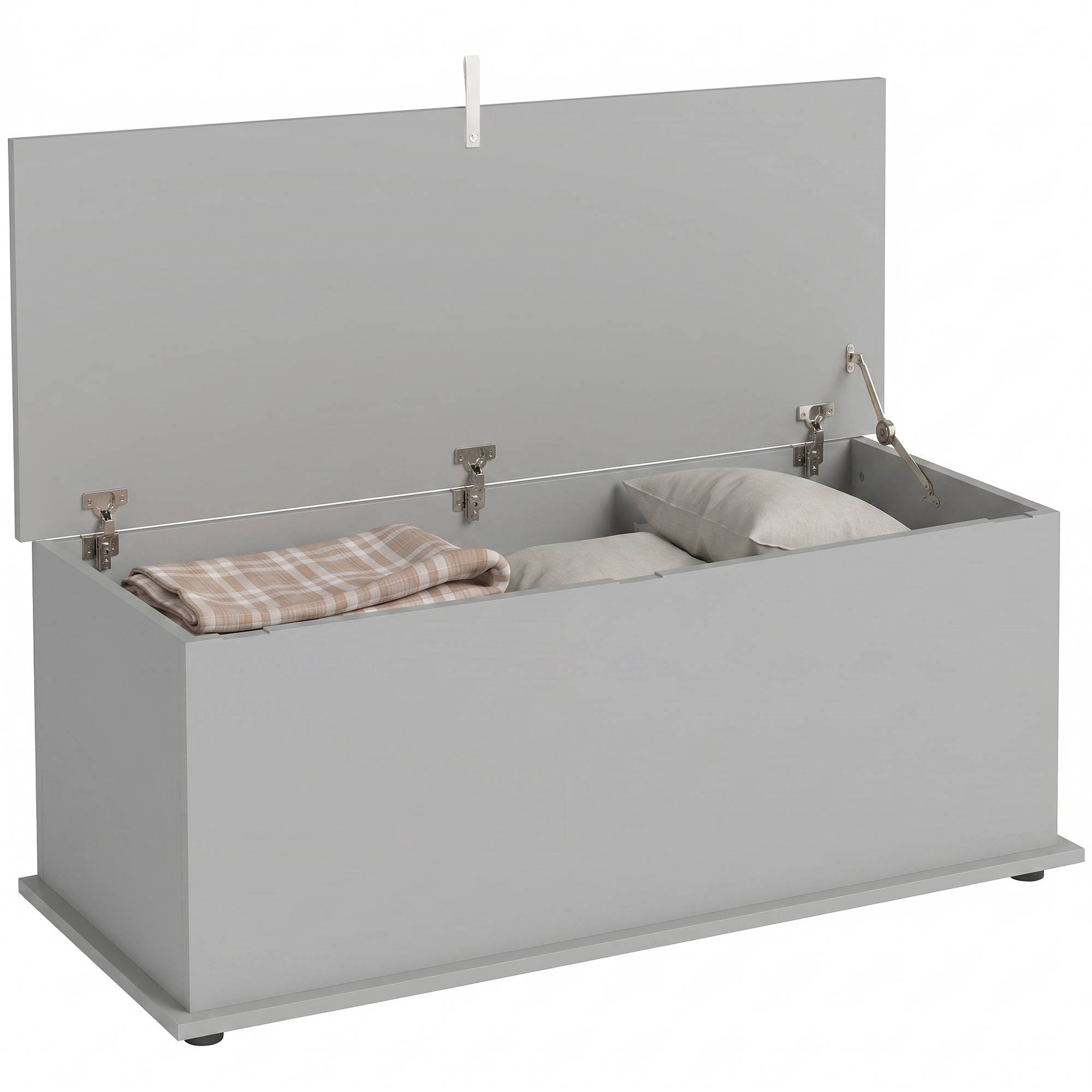 Sans Marque - Coffre de rangement, banc de rangement avec couvercle rabattable et charnières de sécurité, 100 x 40 x 40 cm, gris - Image 1