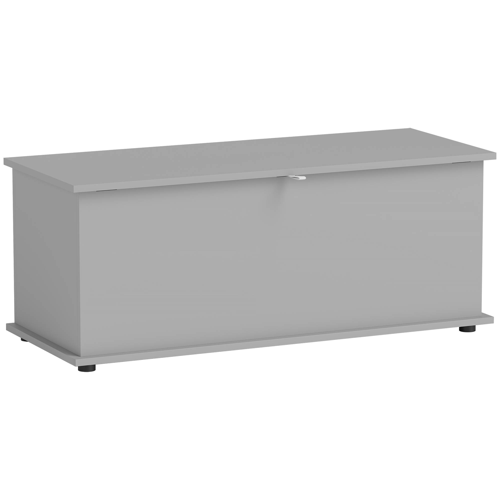Sans Marque - Coffre de rangement, banc de rangement avec couvercle rabattable et charnières de sécurité, 100 x 40 x 40 cm, gris - Image 2