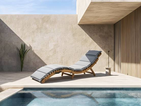 Bain De Soleil En Bois Avec Coussins Inclus "jakarta" - Gris -habitat Et Jardin - Image 2