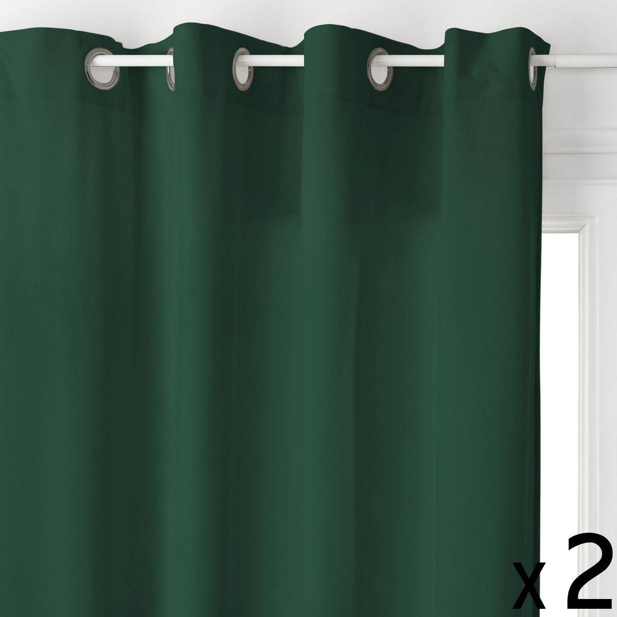 Atmosphera - Lot de 2 Rideaux à  œillets 140 x 260 cm Lilou Vert - Imagen 1
