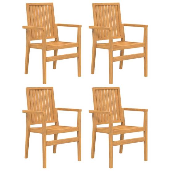 Chaises de jardin empilables bois de teck 56,5 x 57,5 x 91 cm - PANGIVO - Image 2