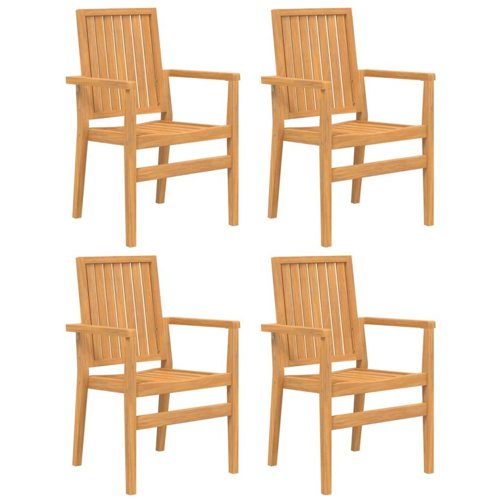 Chaises de jardin empilables bois de teck 56,5 x 57,5 x 91 cm - PANGIVO - Image 2