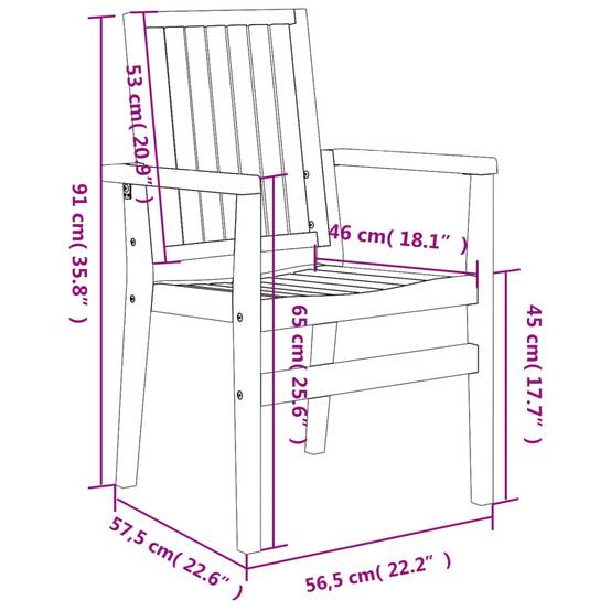 Chaises de jardin empilables bois de teck 56,5 x 57,5 x 91 cm - PANGIVO - Image 7
