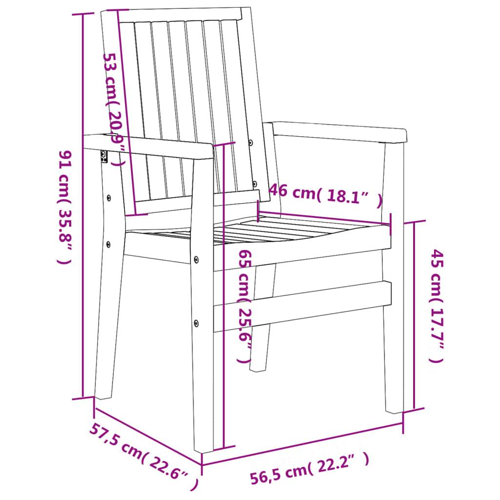 Chaises de jardin empilables bois de teck 56,5 x 57,5 x 91 cm - PANGIVO - Image 7