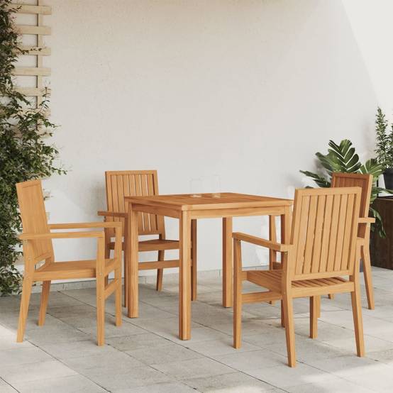 Chaises de jardin empilables bois de teck 56,5 x 57,5 x 91 cm - PANGIVO - Image 1