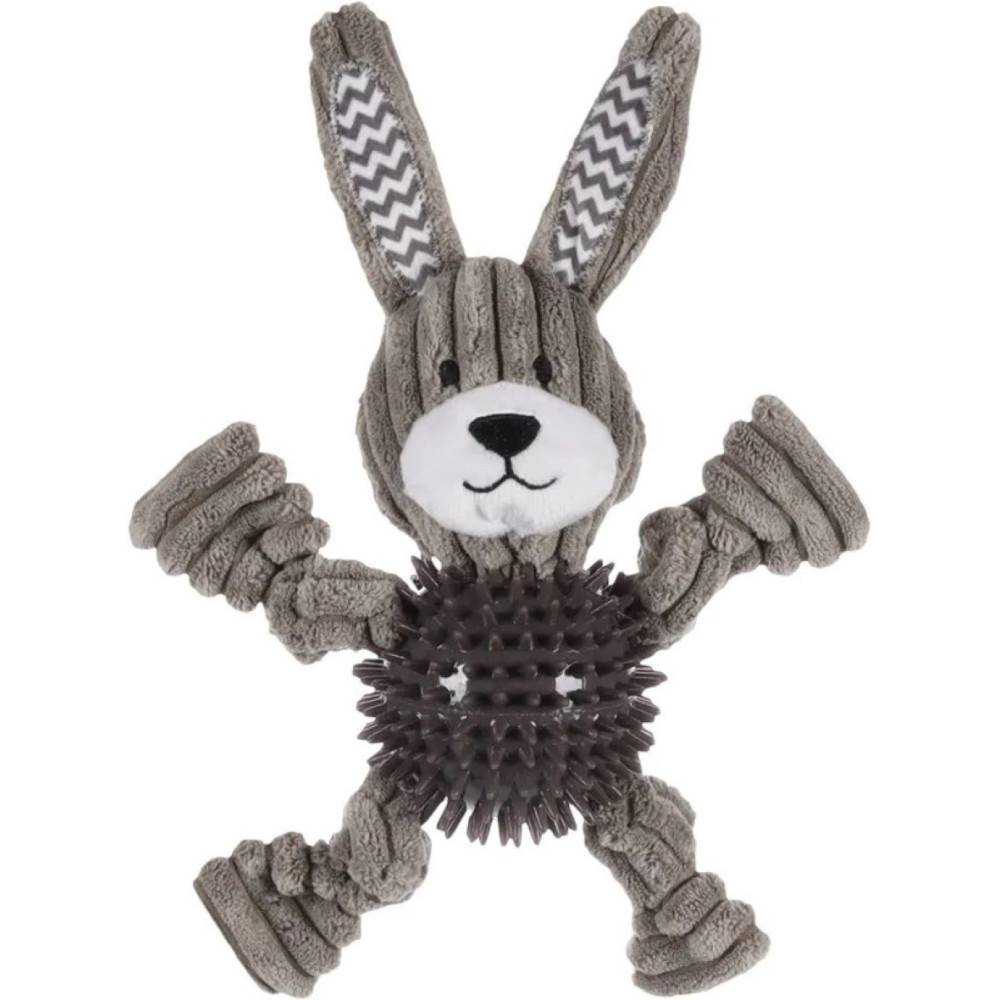 Flamingo - Jouet lapin Gommy gris, avec balle picots TPR, 25 cm, pour chien - Imagen 3
