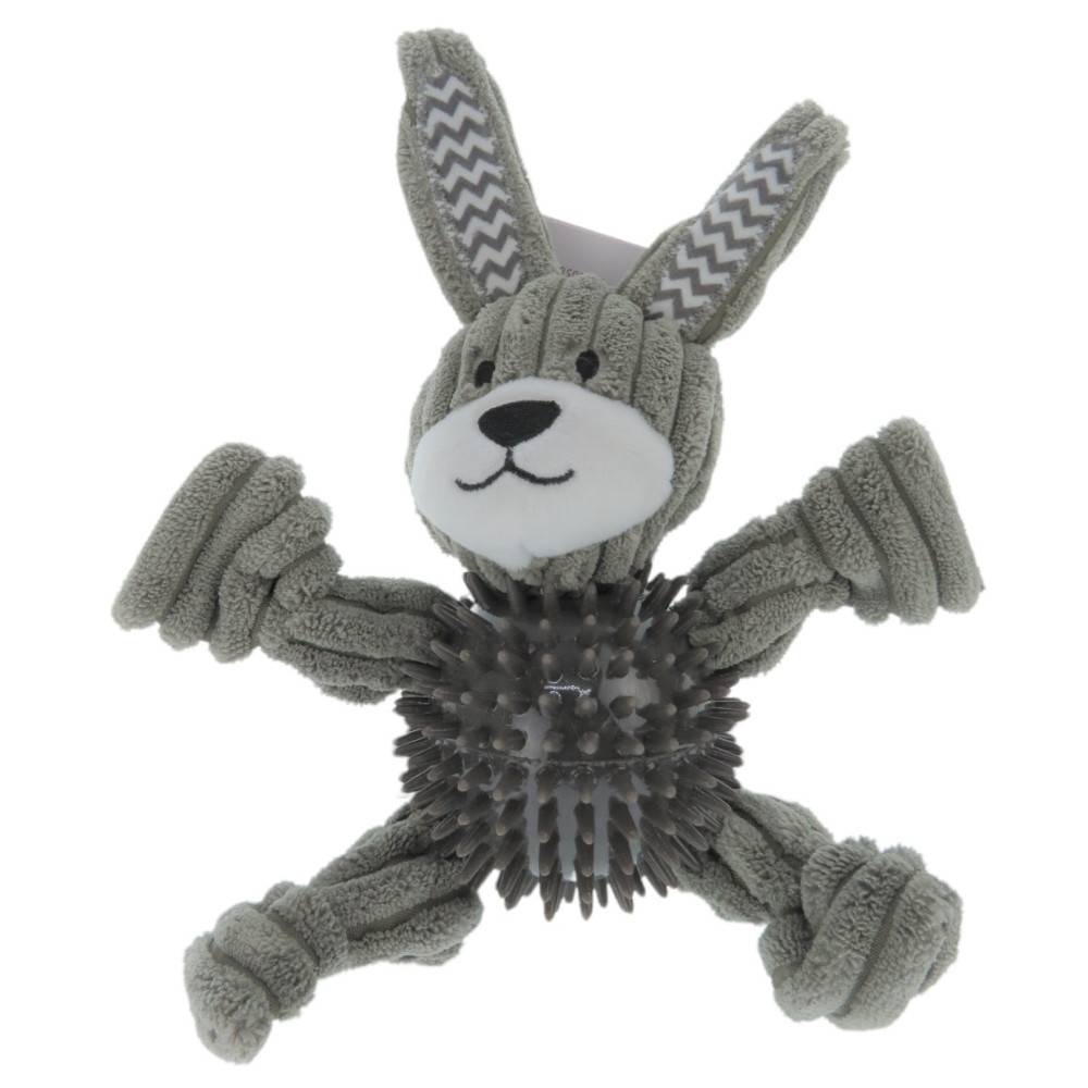 Flamingo - Jouet lapin Gommy gris, avec balle picots TPR, 25 cm, pour chien - Imagen 1