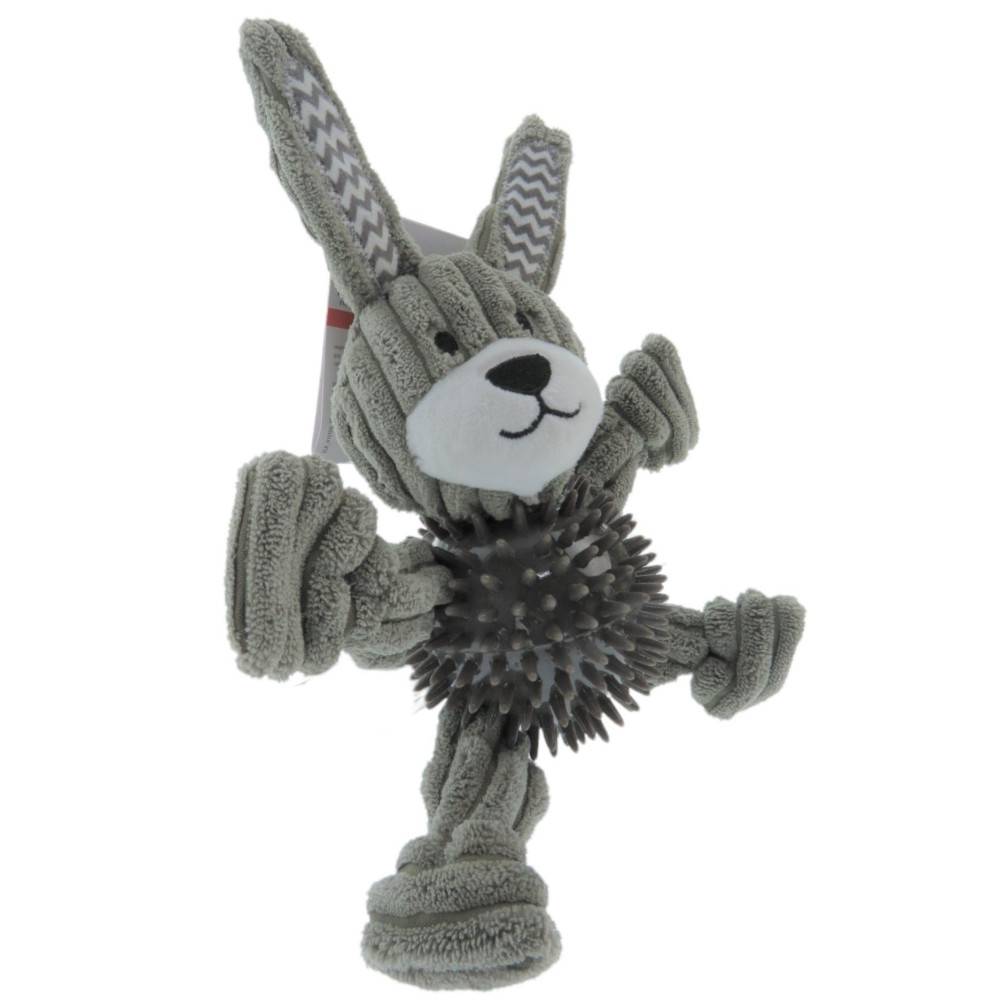 Flamingo - Jouet lapin Gommy gris, avec balle picots TPR, 25 cm, pour chien - Imagen 5