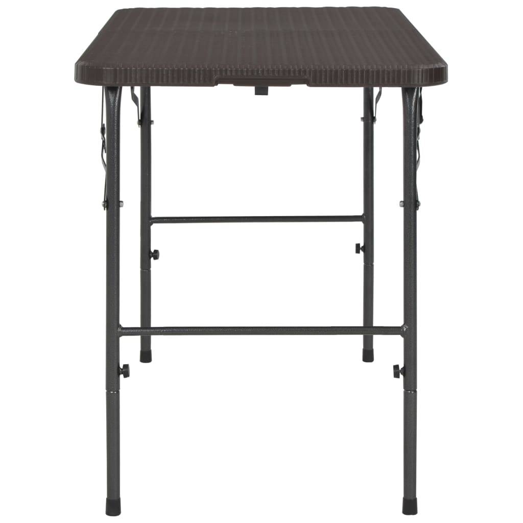 PANGIVO - Table de jardin pliante marron PEHD aspect rotin 120 x 60 x 74 cm - PANGIVO - Image 3