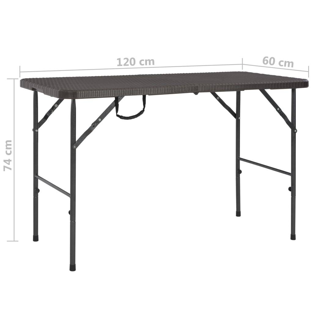 PANGIVO - Table de jardin pliante marron PEHD aspect rotin 120 x 60 x 74 cm - PANGIVO - Image 6