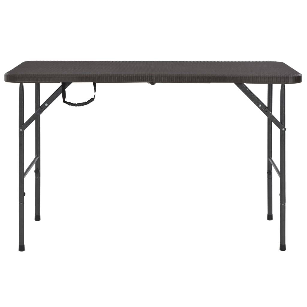 PANGIVO - Table de jardin pliante marron PEHD aspect rotin 120 x 60 x 74 cm - PANGIVO - Image 2