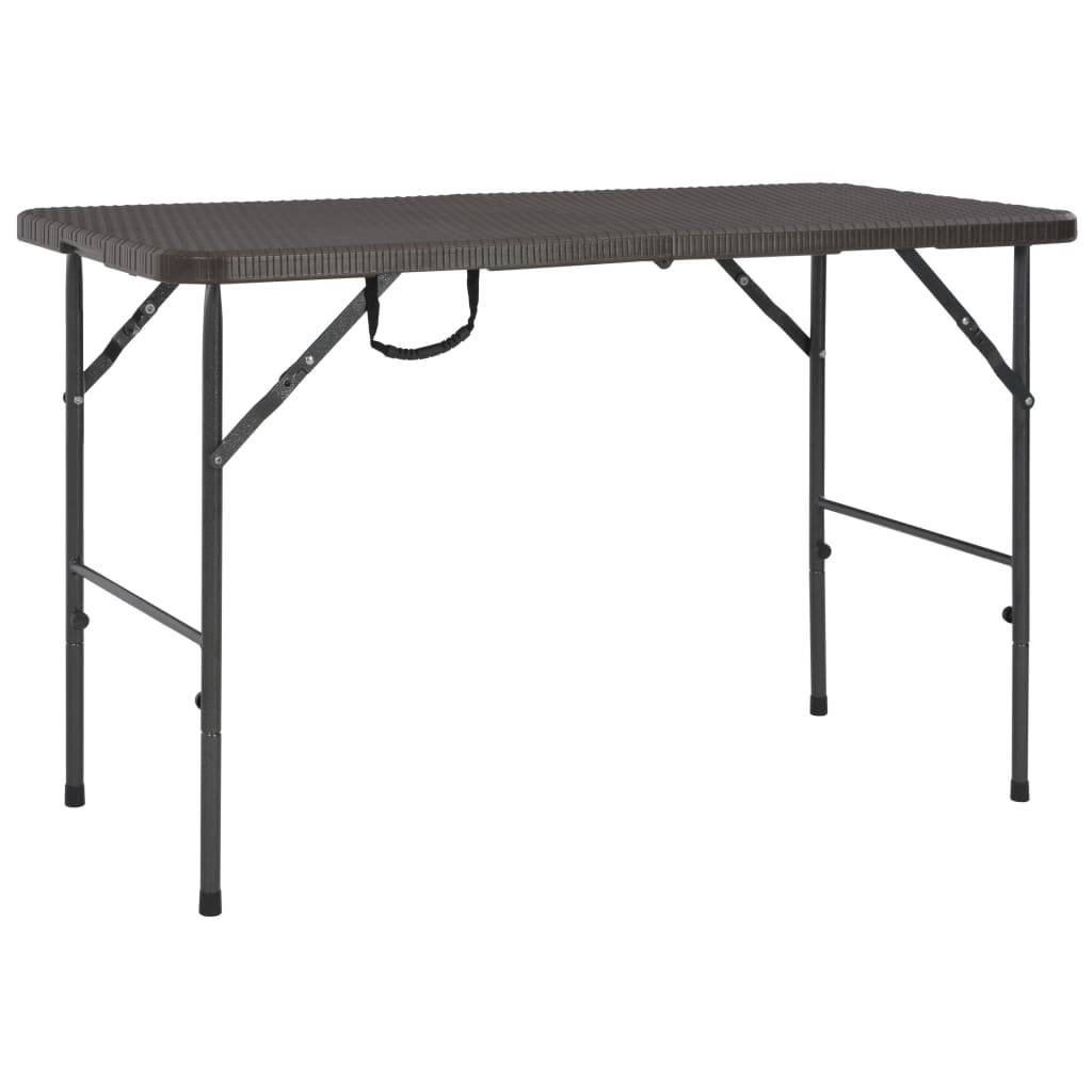PANGIVO - Table de jardin pliante marron PEHD aspect rotin 120 x 60 x 74 cm - PANGIVO - Image 1