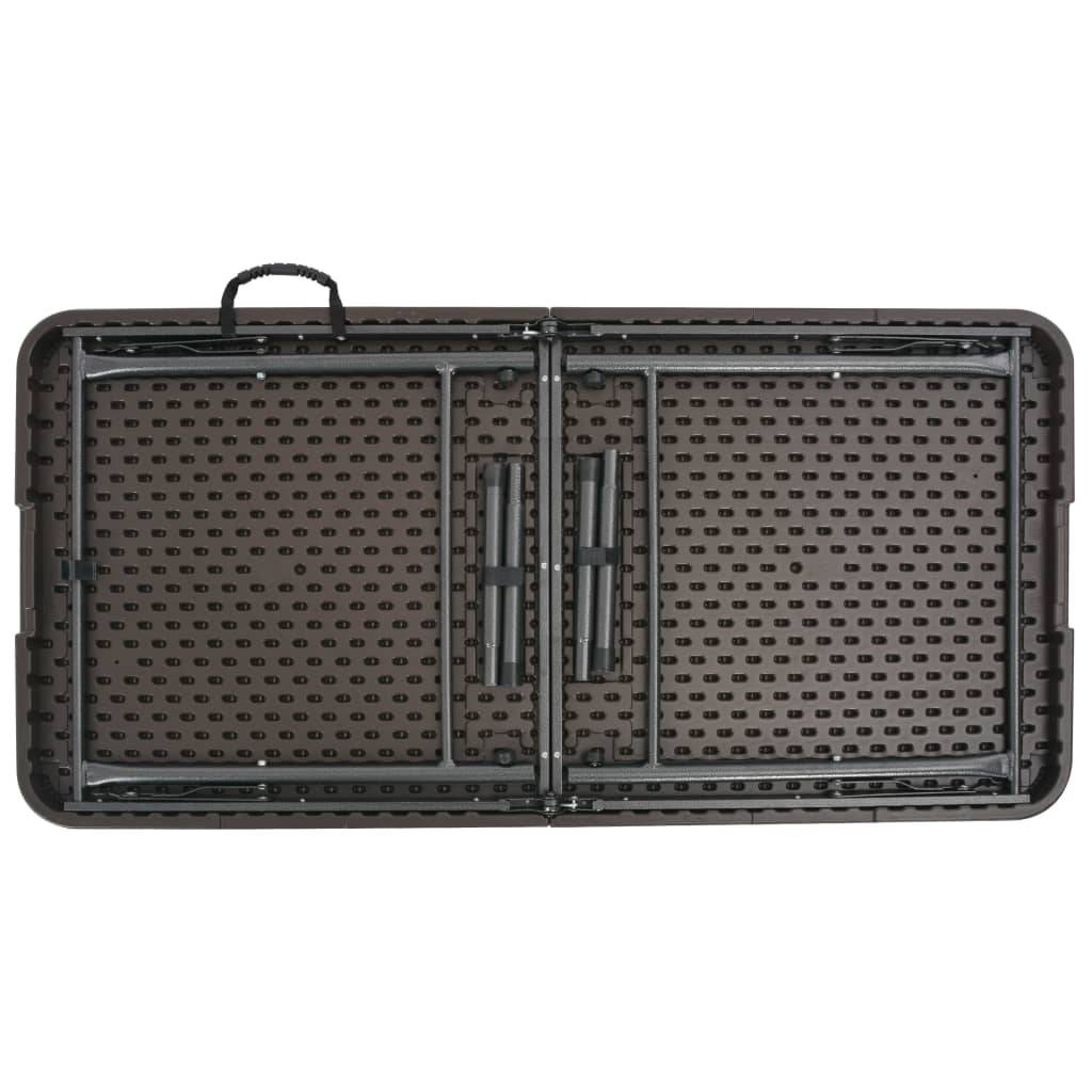 PANGIVO - Table de jardin pliante marron PEHD aspect rotin 120 x 60 x 74 cm - PANGIVO - Image 4