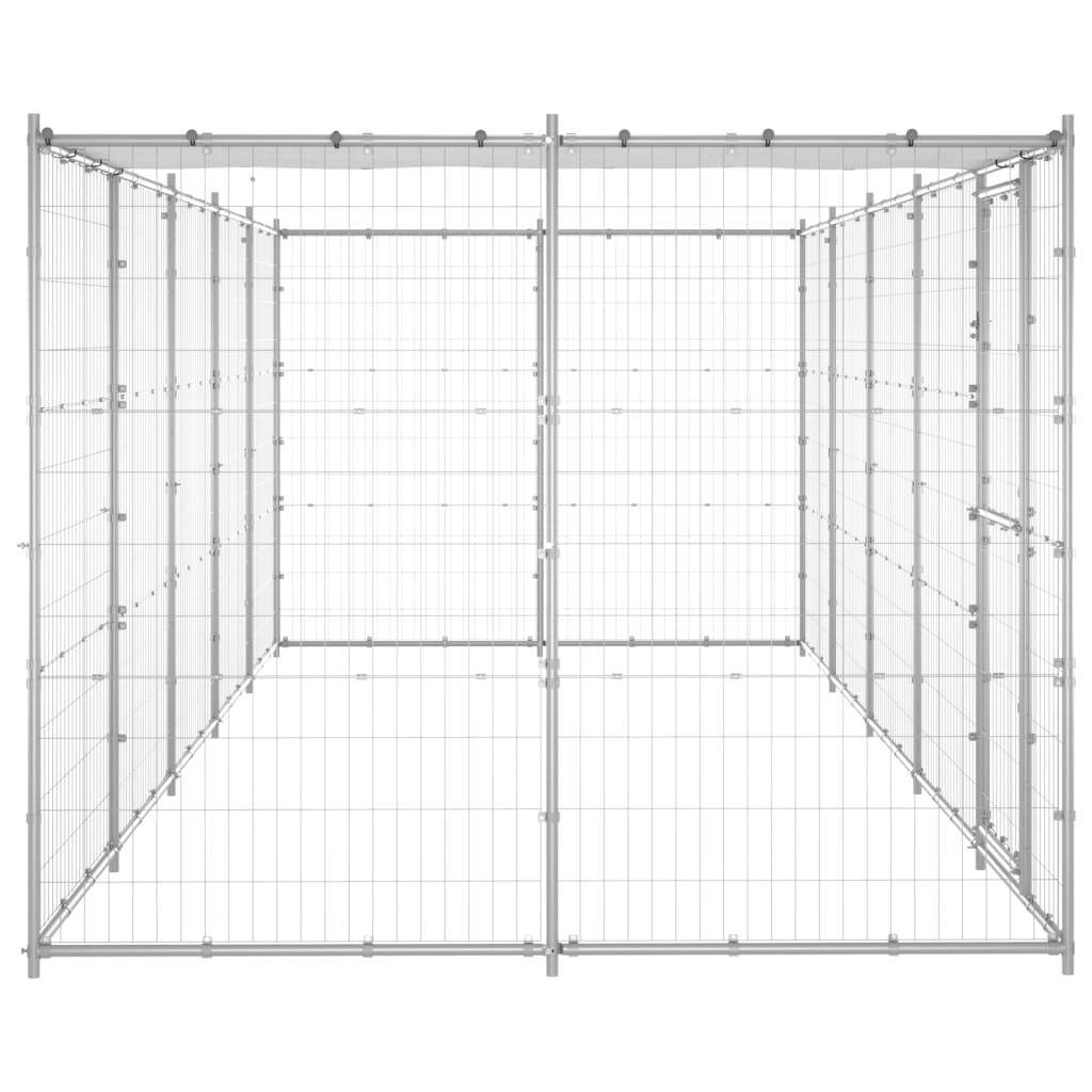 Helloshop26 - Chenil extérieur cage enclos parc animaux chien extérieur acier galvanisé avec toit 12,1 m² - Imagen 3