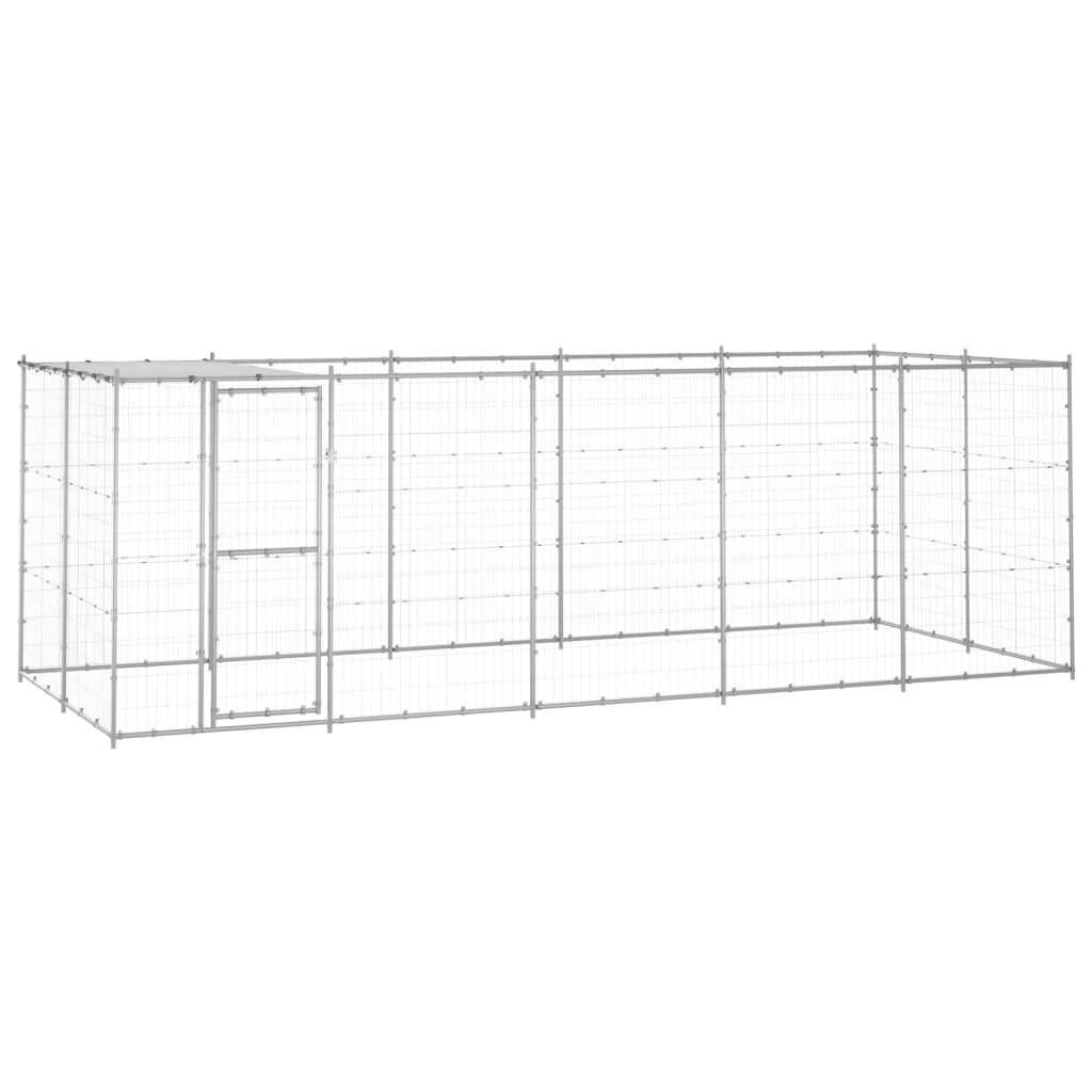 Helloshop26 - Chenil extérieur cage enclos parc animaux chien extérieur acier galvanisé avec toit 12,1 m² - Imagen 1