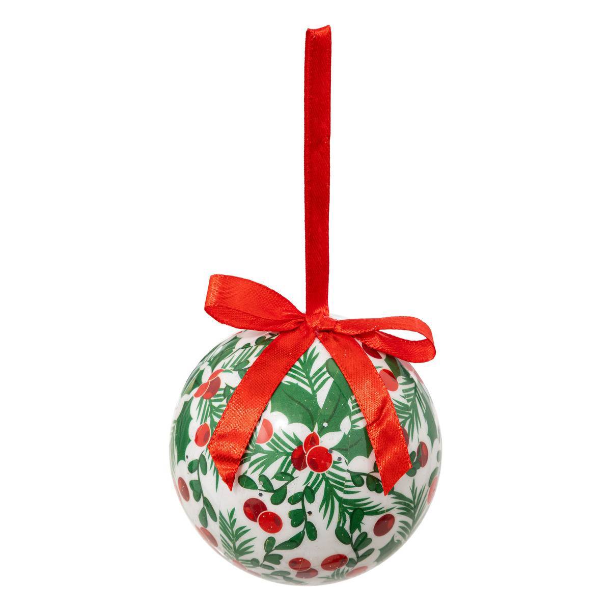 Atmosphera - Boule de Noël vert houx 75mm - Atmosphera Créateur d'intérieur