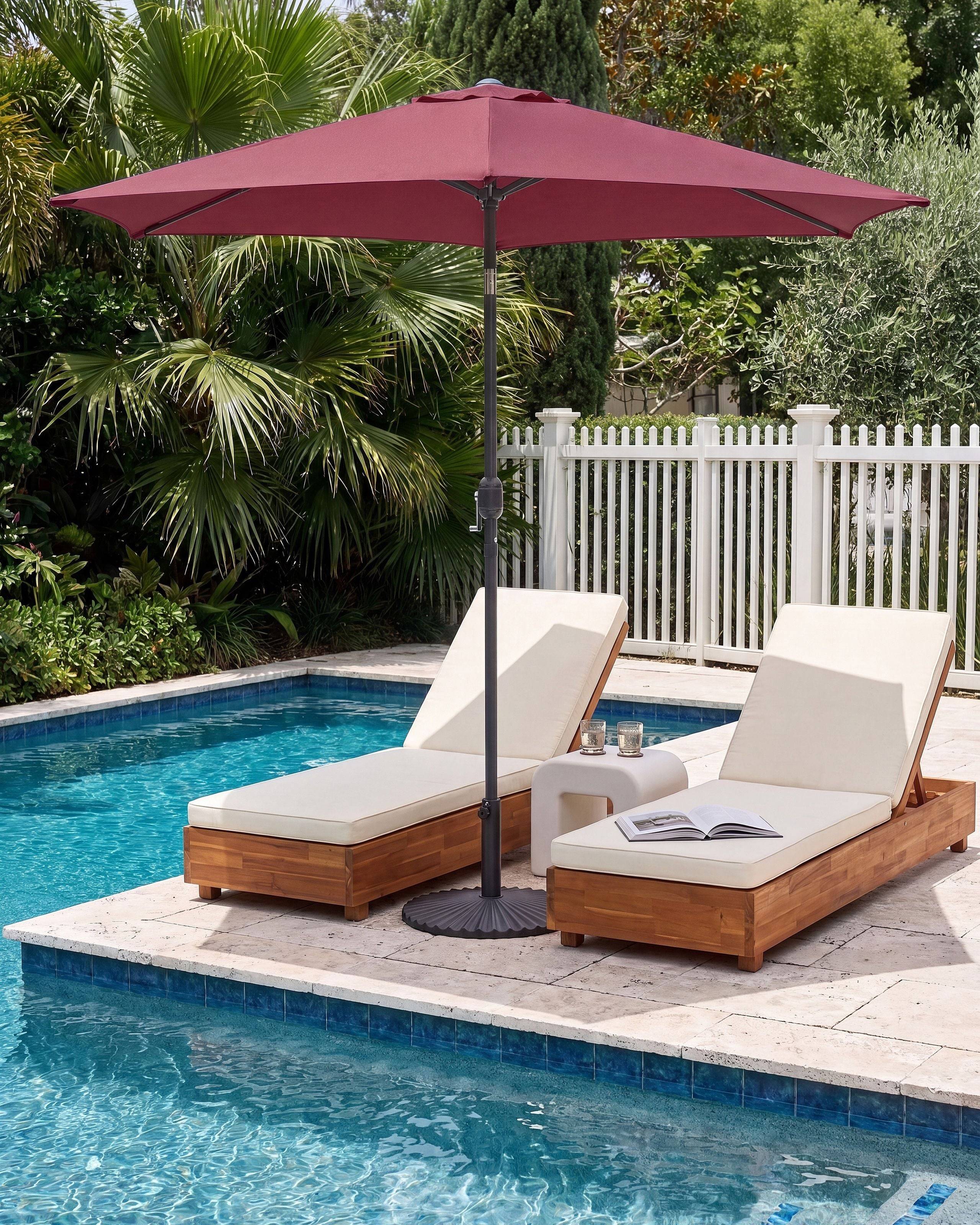 Beliani - Parasol droit Tissu Rouge Bordeaux VARESE - Beliani - Imagen 1