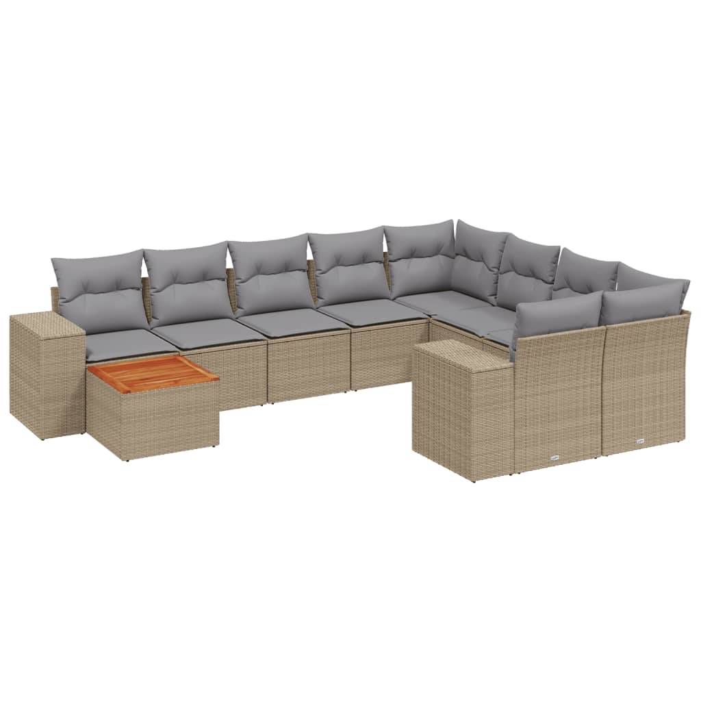 Salon de jardin confortable 10 places résine tressée modulable pour terrasse Beige coussins Gris clair – ComfortXL Outdoor Living - Image 2